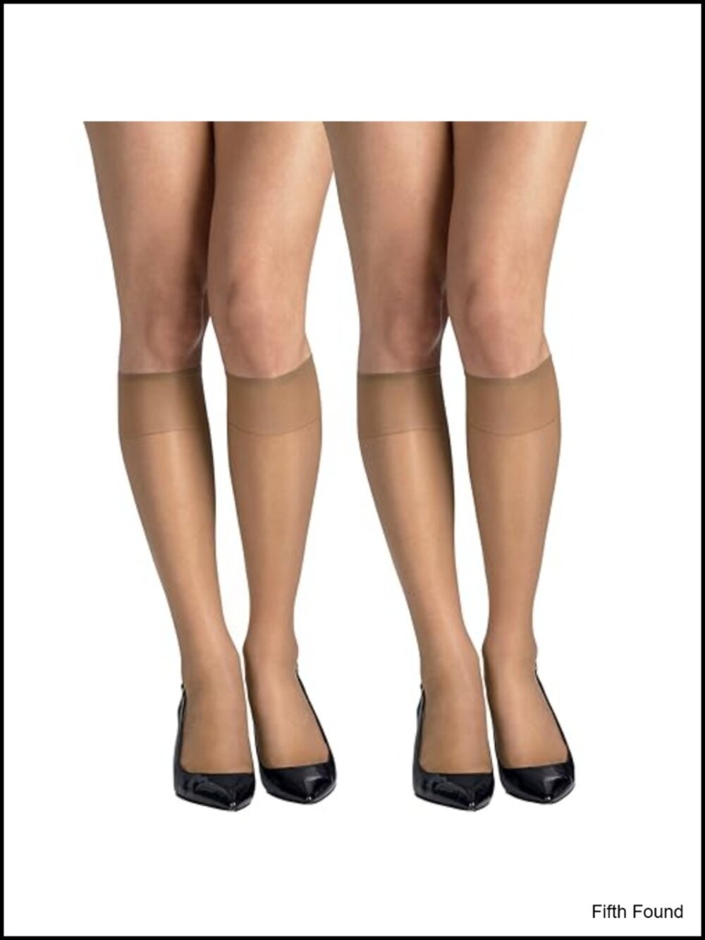 Sheer Knee-High Stockings Sheer Toe Stay-Put Band Silky Sheer